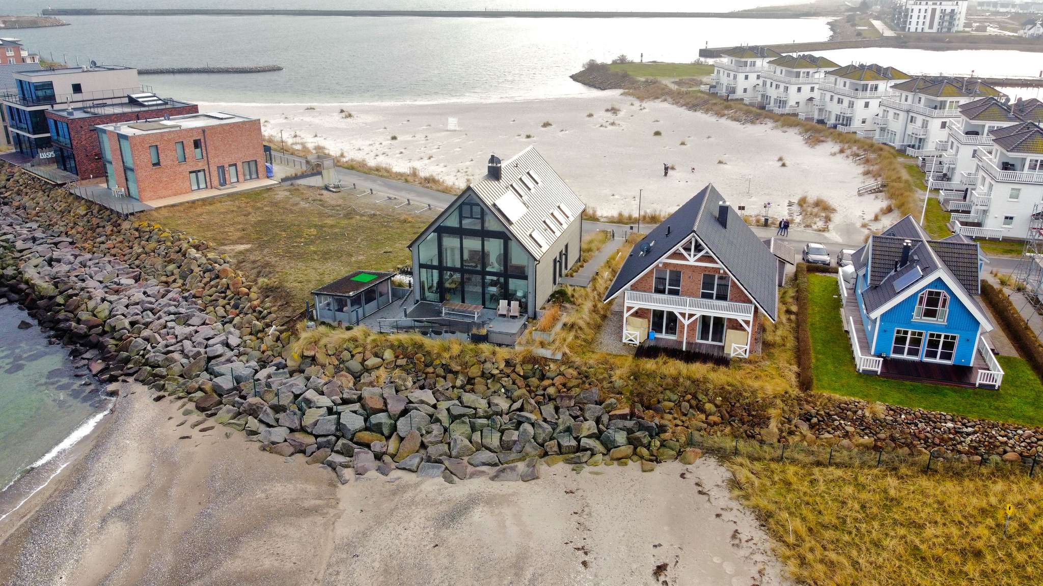 Ferienhaus Auf der Ostsee - Luftaufnahme mit Blick auf den Badestrand